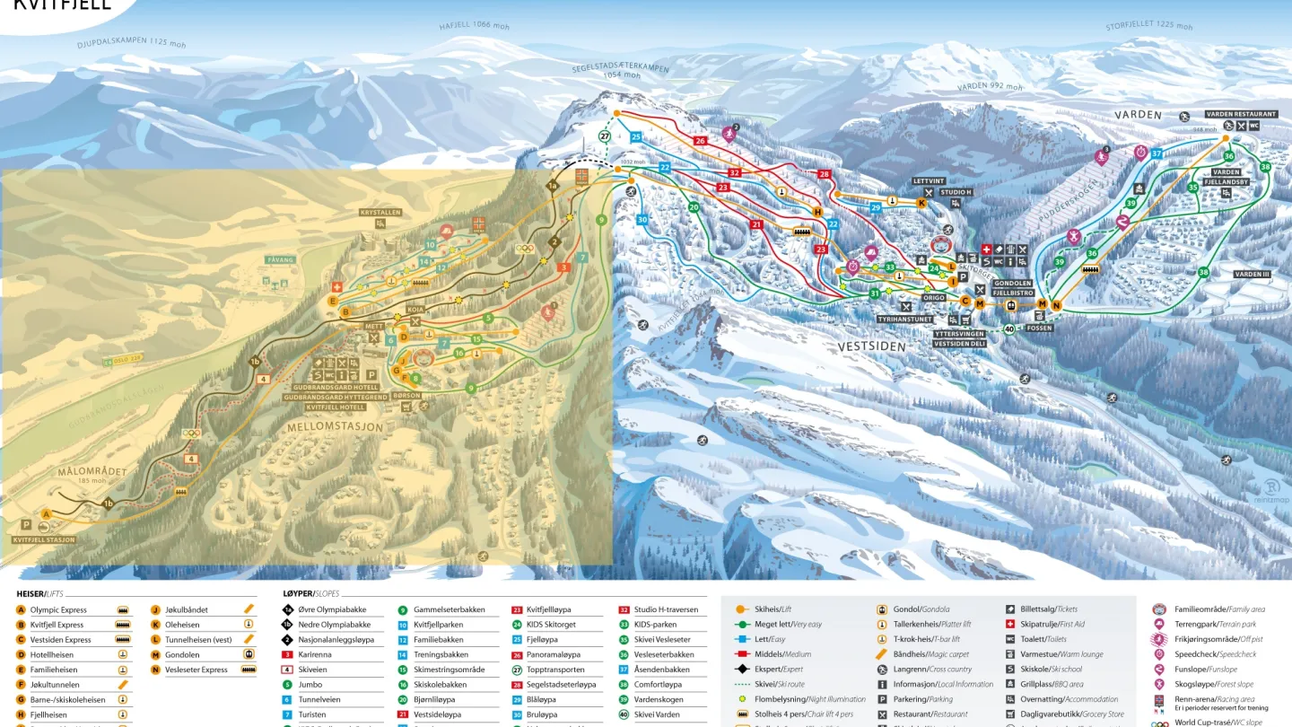 Kvitfjell Öst - karta
