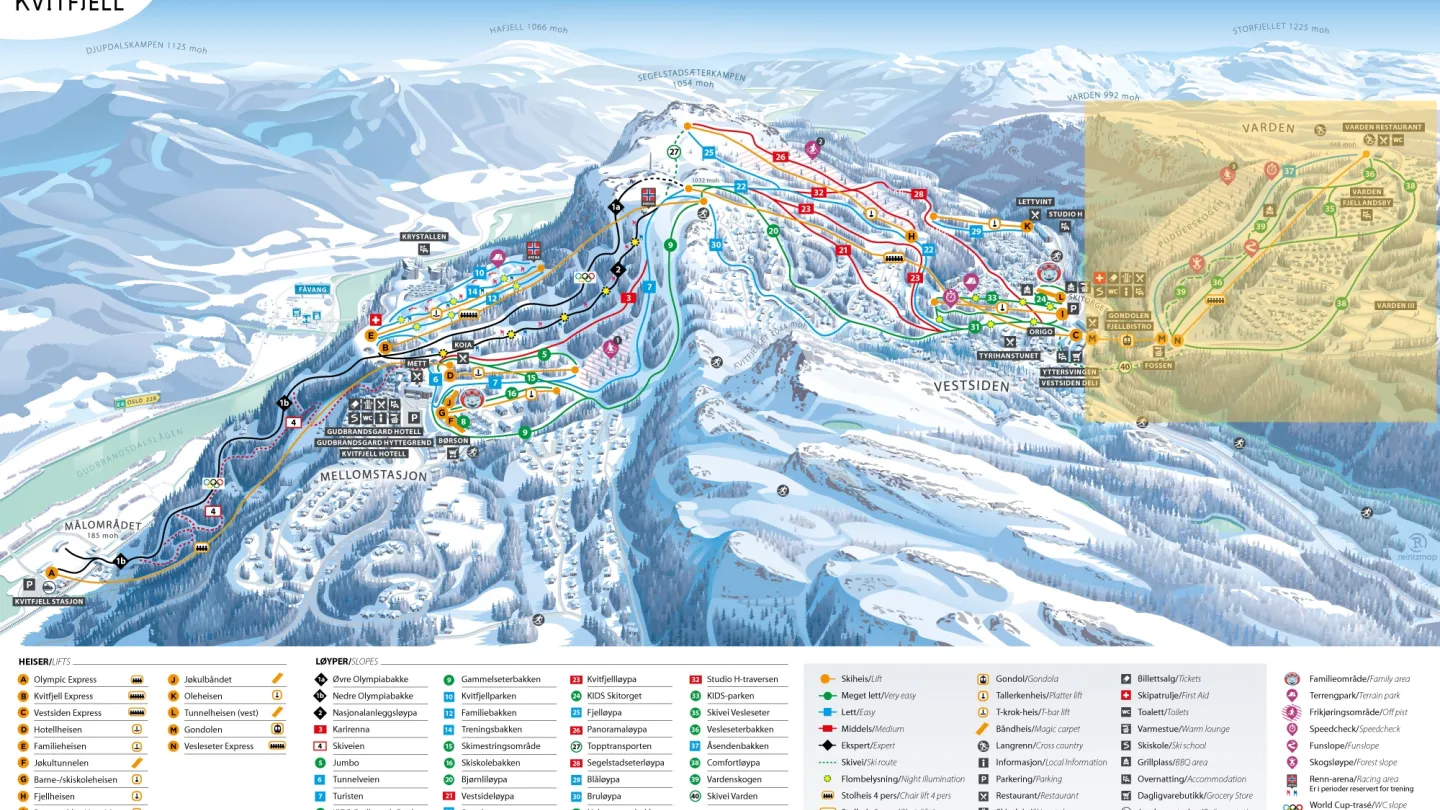 Kvitfjell-Varden-karta